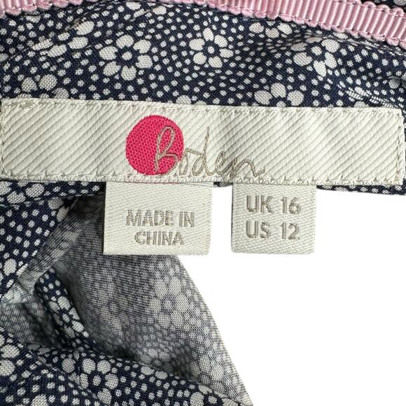 BODEN Blue White Ditsy Floral Pattern Ruffle Neck Victorian Blouse Women's 12 - Picture 5 of 7